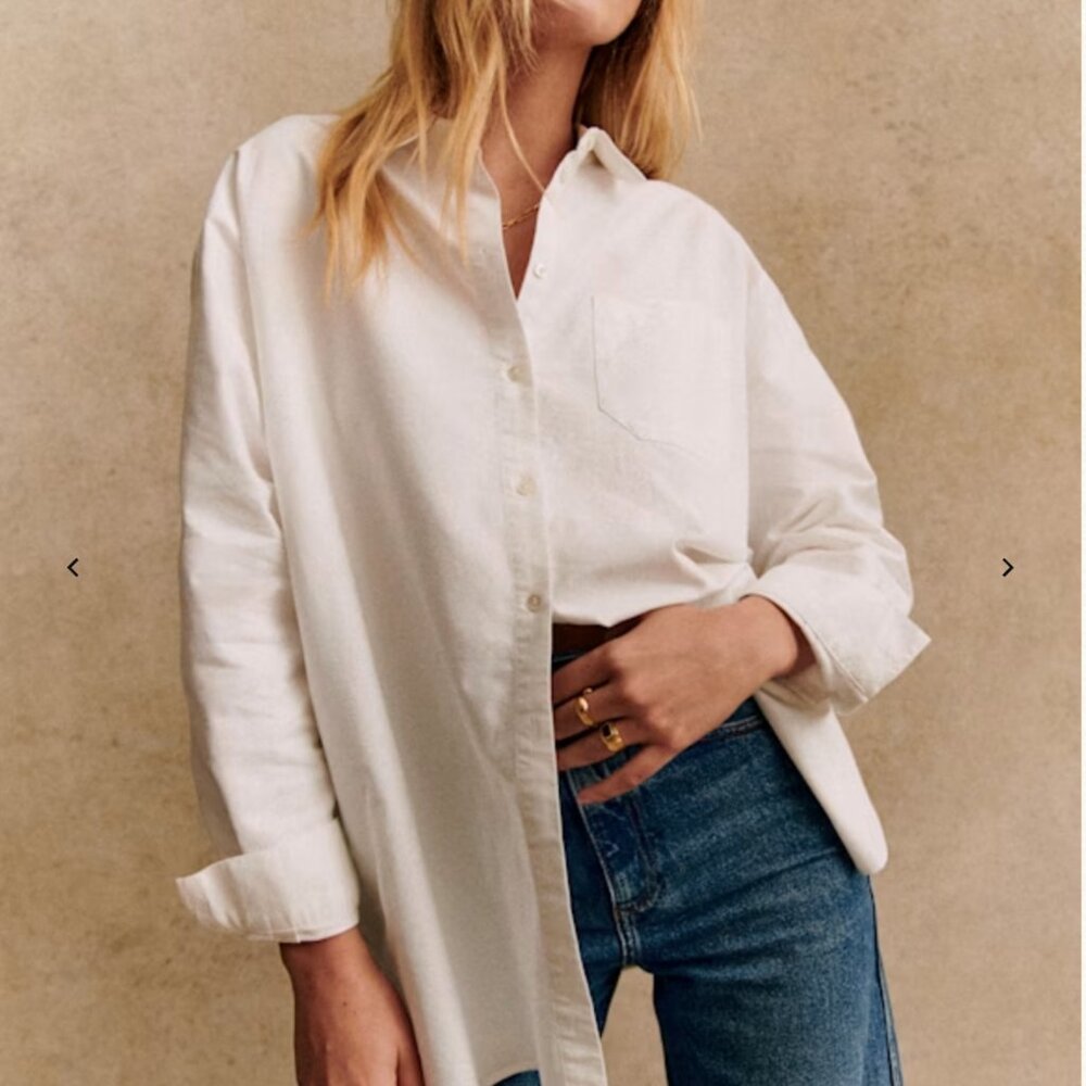 Sezane White Button Down Max Shirt